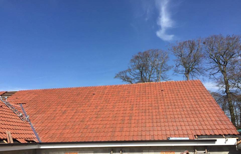 Démoussage sur une toiture en tuile secteur de Goderville proche du Havre